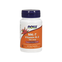 Thumbnail for Now Foods Vitamin K-2 MK-7 100 mcg 60 vege capsules is a premium supplement that promotes healthy bones and helps prevent osteoporosis. This Now Foods vitamin K2 supplement is specifically formulated to support the development and maintenance of.