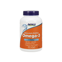 Vorschaubild für Eine Flasche Now Foods Omega-3 180 EPA/120 DHA 200 Weichkapseln, die die Herzgesundheit und die Gehirnfunktion fördern.