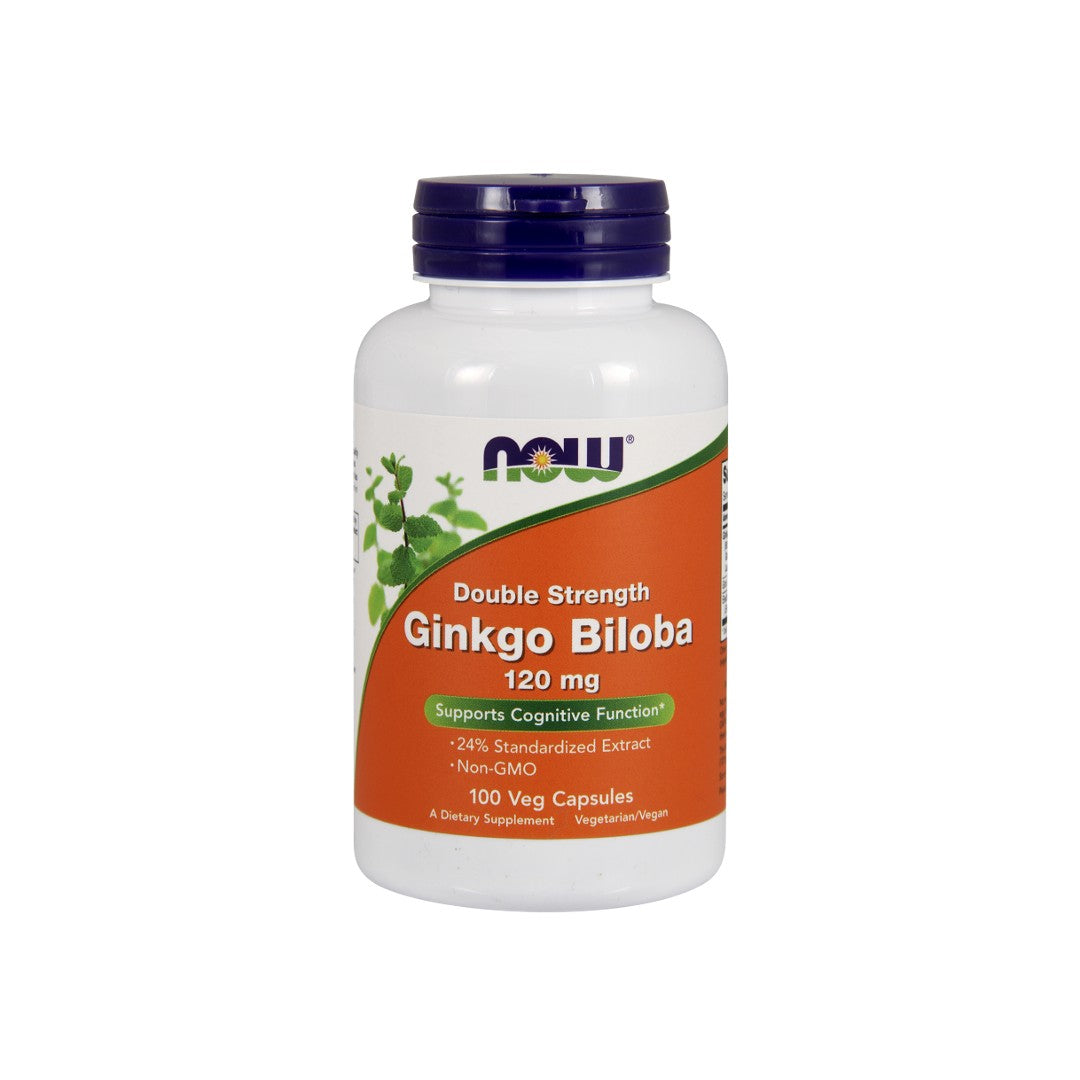 Now Foods Ginkgo Biloba Extrakt 24% 120 mg 100 Veggie-Kapseln.