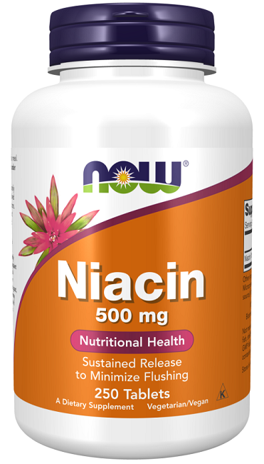 Now Foods Vitamins B-3 NIACIN 500 mg 250 tablet promotes cardiovascular health and vitality.