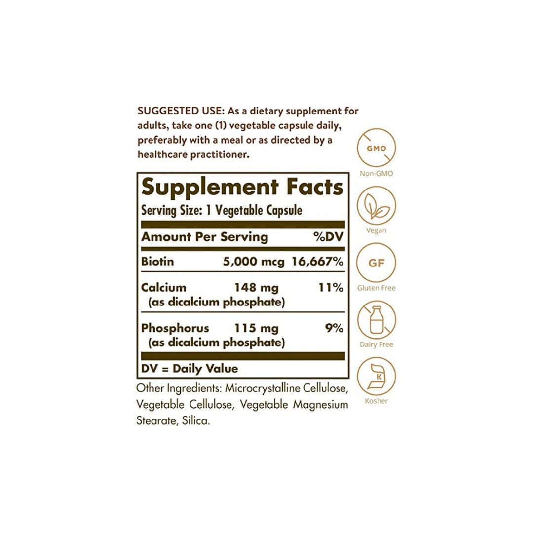 Ein Etikett für Solgar's Super Potency 50 V Caps Nahrungsergänzungsmittel mit einer Beschreibung der Inhaltsstoffe.