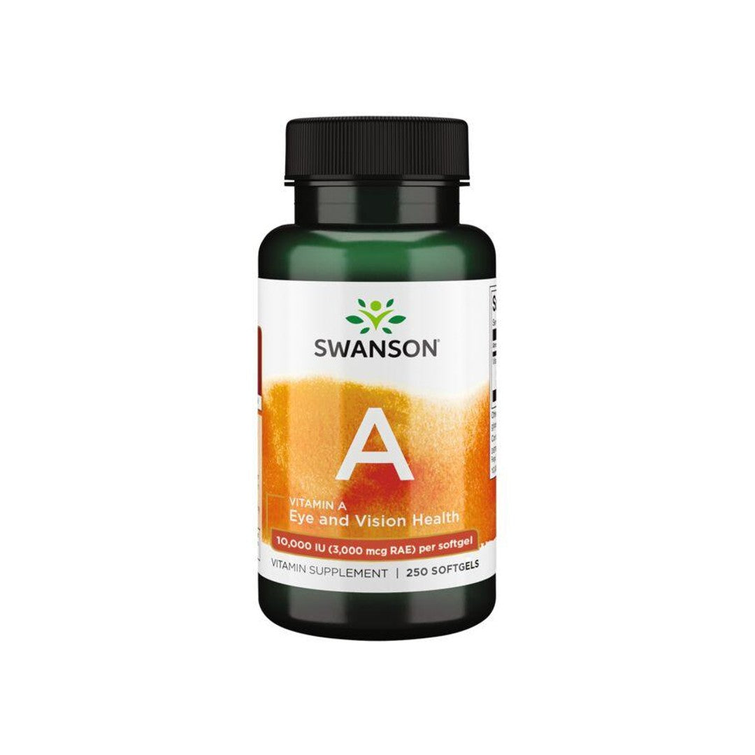 Enhance your immune health and vision with Swanson's Vitamin A - 10000 IU 250 softgels bottle.