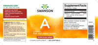 Thumbnail for This Swanson Vitamin A - 10000 IU 250 softgels supplement label provides essential support for immune health and vision.