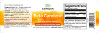 Vorschaubild für Swanson Beta-Carotin - 25000 IU softgels Vitamin A Nahrungsergänzungsmittel Etikett.