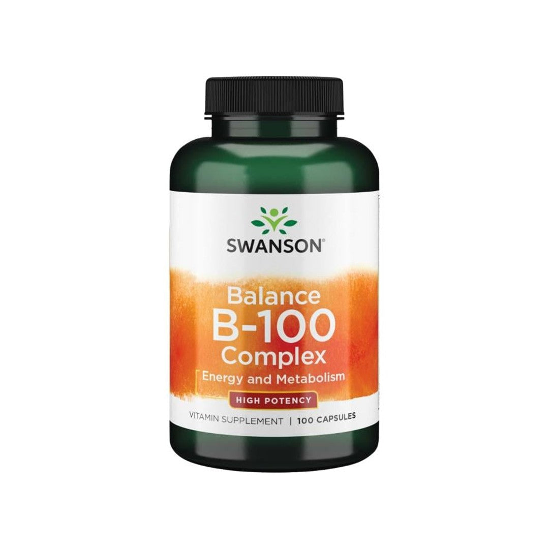 Swanson Vitamin B-100-Komplex - 100 Kapseln ist ein Nahrungsergänzungsmittel, das wichtige Vitamine der B-Familie enthält. Diese Vitamine spielen eine entscheidende Rolle im Energiestoffwechsel und bei der Aufrechterhaltung des Herz-Kreislauf-Systems und fördern die allgemeine Gesundheit und das Wohlbefinden.