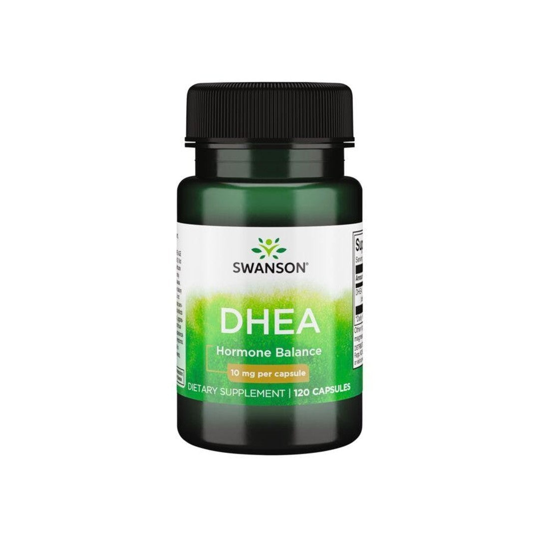 Eine Flasche Swanson DHEA - 10 mg 120 Kapseln.
