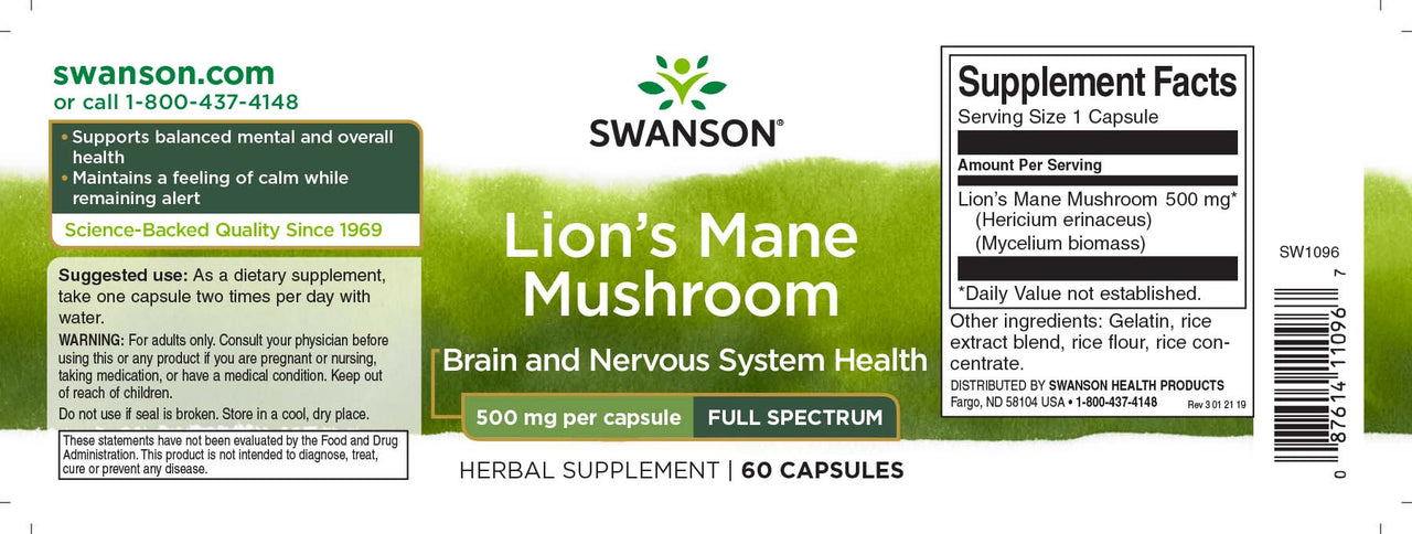 Löwenmähne Pilz - 500 mg 60 Kapseln - Etikett