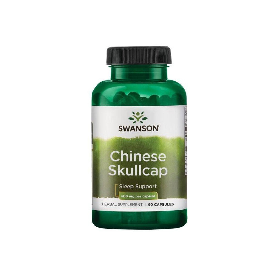 Eine Flasche Swanson Chinese Skullcap - 400 mg 90 Kapseln.