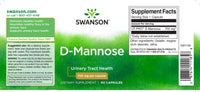 Vorschaubild für ein Etikett für Swanson D-Mannose - 700 mg 60 Kapseln.