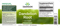 Vorschaubild für Ein Etikett für Swanson Löwenzahnwurzel - 515 mg 60 Kapseln.