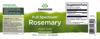 Vorschaubild für Ein Etikett für Swanson Rosmarin - 400 mg 90 Kapseln, ein Antioxidans zur Bekämpfung freier Radikale.
