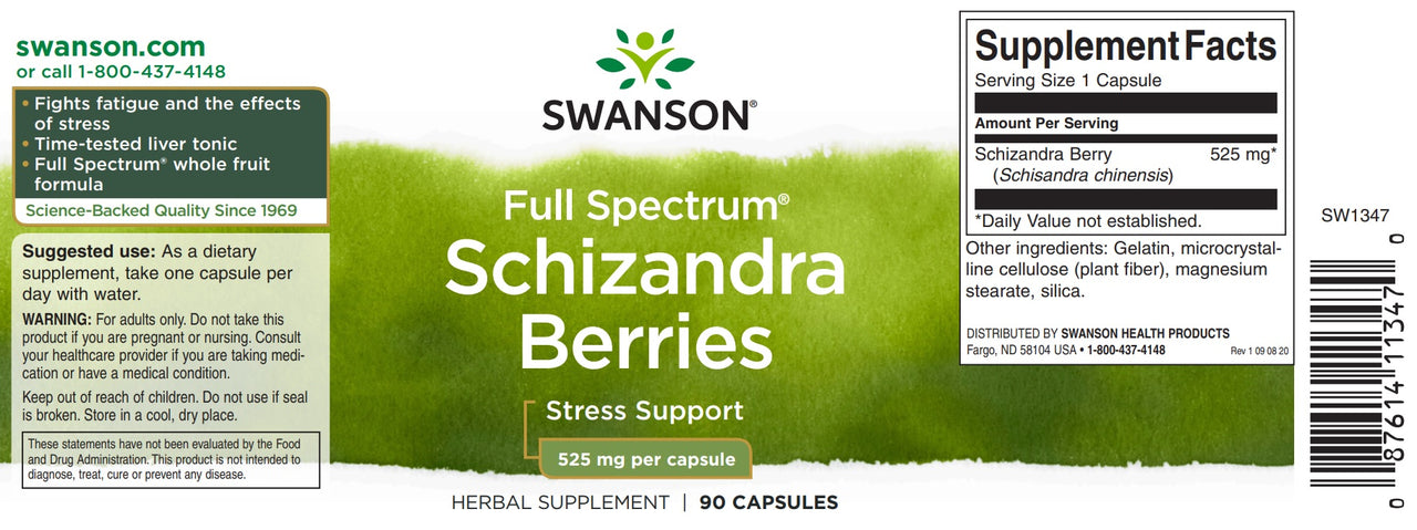 Swanson Schizandra Beeren - 525 mg 90 Kapseln, ein starkes Adaptogen und Lebertonikum.
