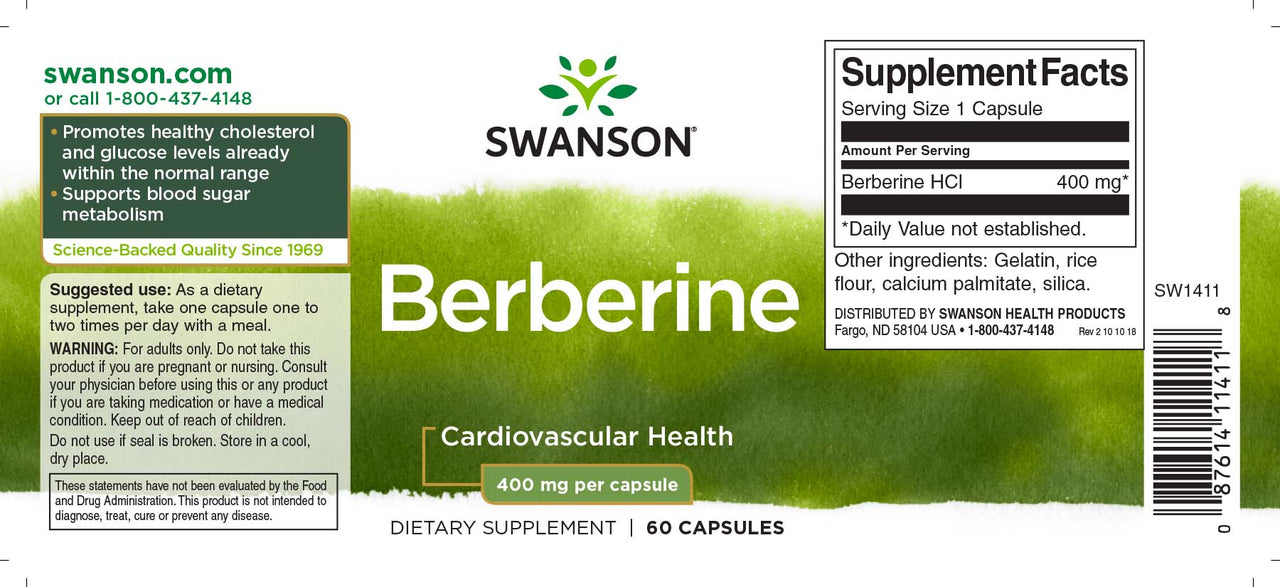 Swanson Berberin - 400 mg 60 Kapseln ist ein Nahrungsergänzungsmittel.