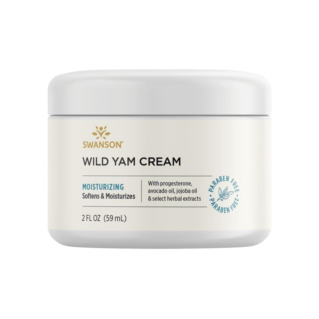 Swanson Wild Yam Cream - 59 ml cream is a nourishing skincare product specially formulated for mature skin. This Paraben-free cream effectively hydrates and revitalizes the skin, promoting a youthful appearance.