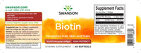 Vorschaubild für Swanson Biotin - 10000 mcg 60 softgel Nahrungsergänzungsmittel Etikett.