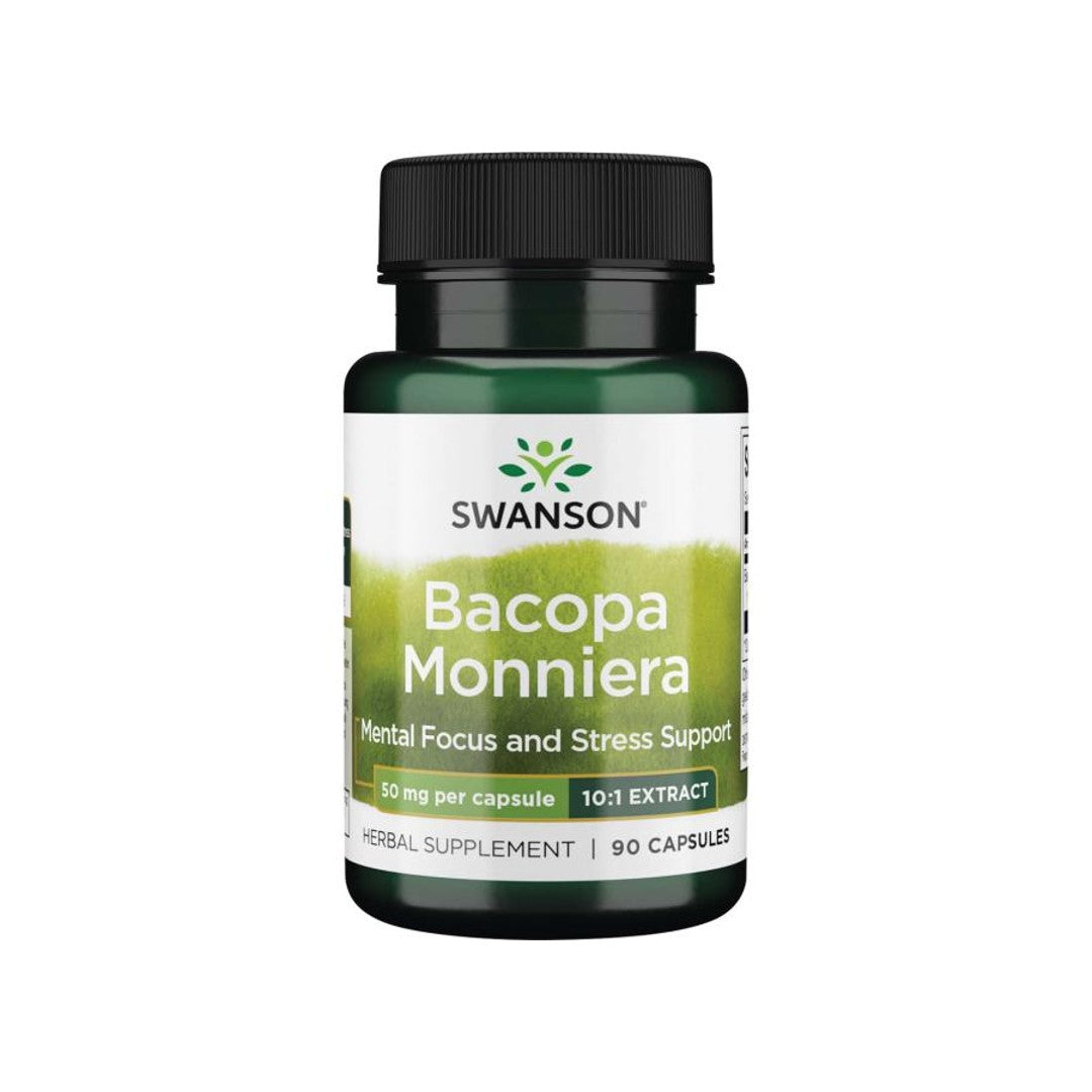 Swanson Bacopa Monnieri 10:1 Extrakt - 50 mg, ein Nahrungsergänzungsmittel mit 90 Kapseln.