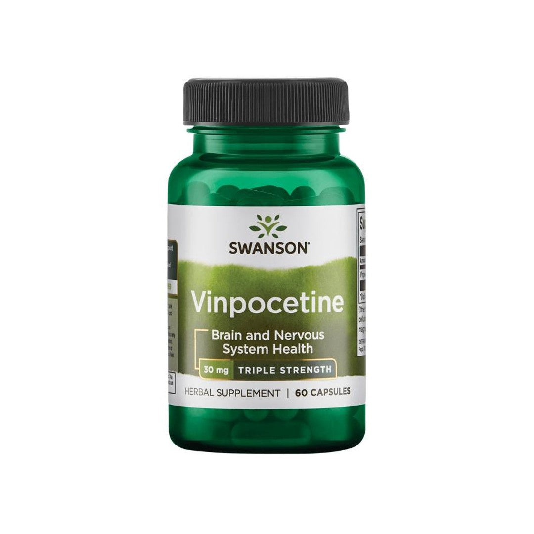 The Swanson Vinpocetine - 30 mg 60 capsules provides brain health and memory support.