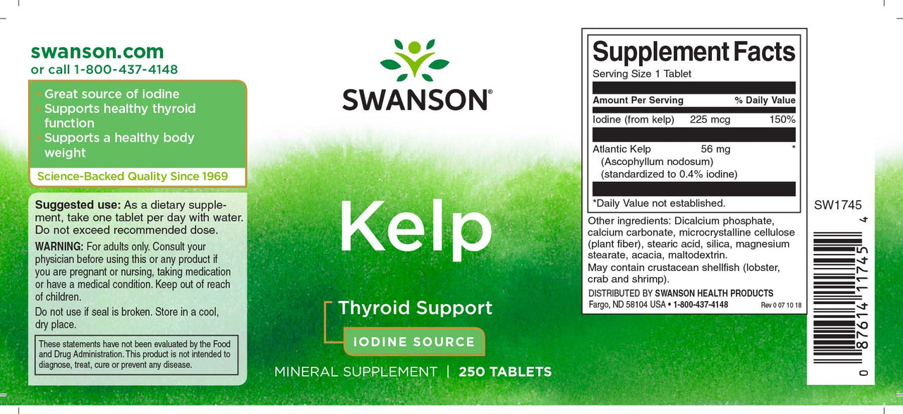 Kelp - 225 mcg 250 Tabletten - Etikett