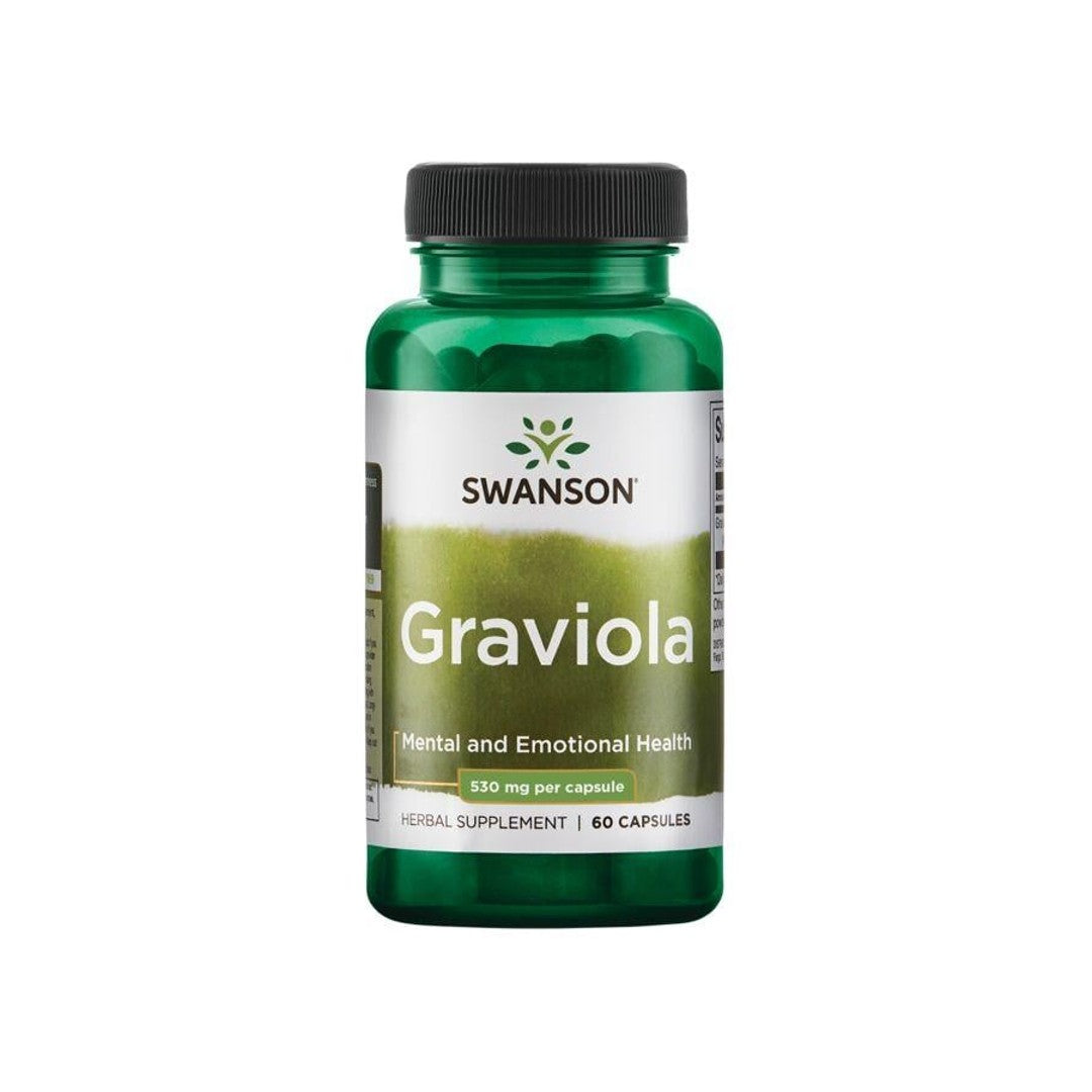 Eine Flasche Swanson Graviola - 530 mg 60 Kapseln.