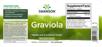 Vorschaubild für Ein Etikett für Swanson Graviola - 530 mg 60 Kapseln.