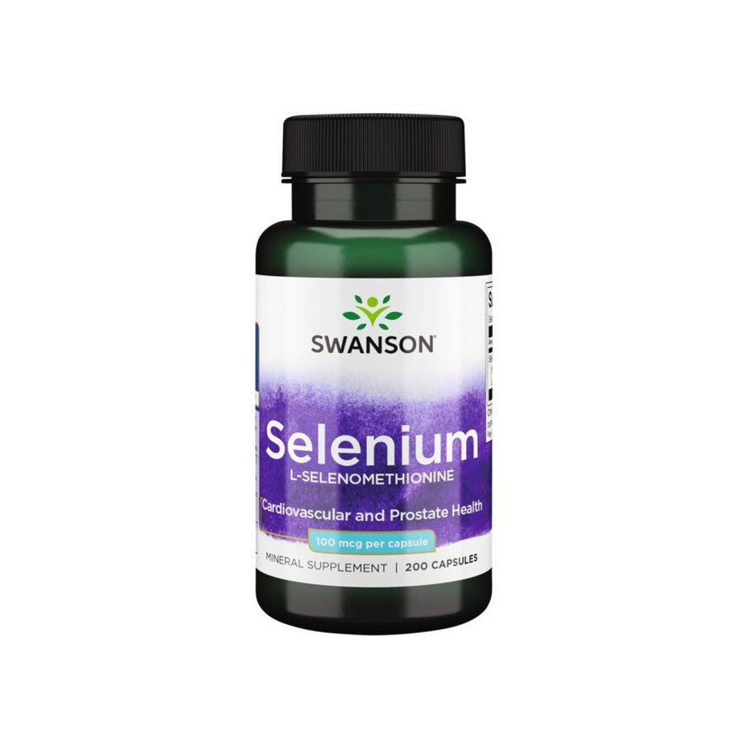 Swanson Selen - 100 mcg 200 Kapseln L-Selenomethionin bietet antioxidative Unterstützung für die kardiovaskuläre Gesundheit.