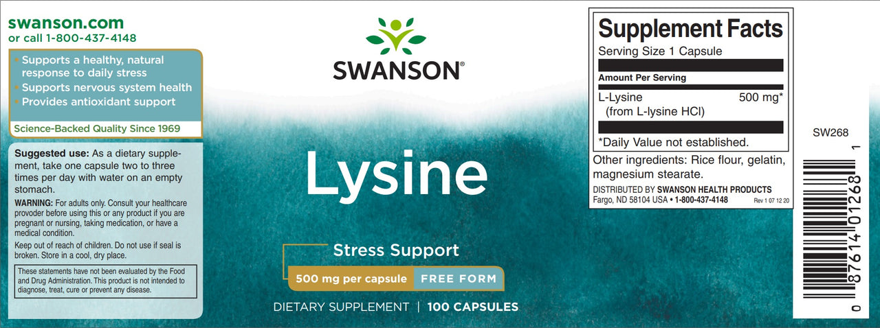 L-Lysin - 500 mg 100 Kapseln - Etikett