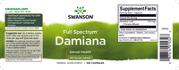Vorschaubild für Ein Etikett für Swanson's Damiana - 510 mg 100 Kapseln.