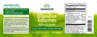 Thumbnail for Label of Swanson Digestive Enzymes 90 Tablets supplement designed to aid in the digestion of carbohydrates, proteins, and fats with supplement facts and suggested use information.