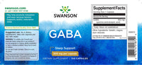 Vorschaubild für Swanson GABA - 500 mg 100 Kapseln Ergänzungsetikett.