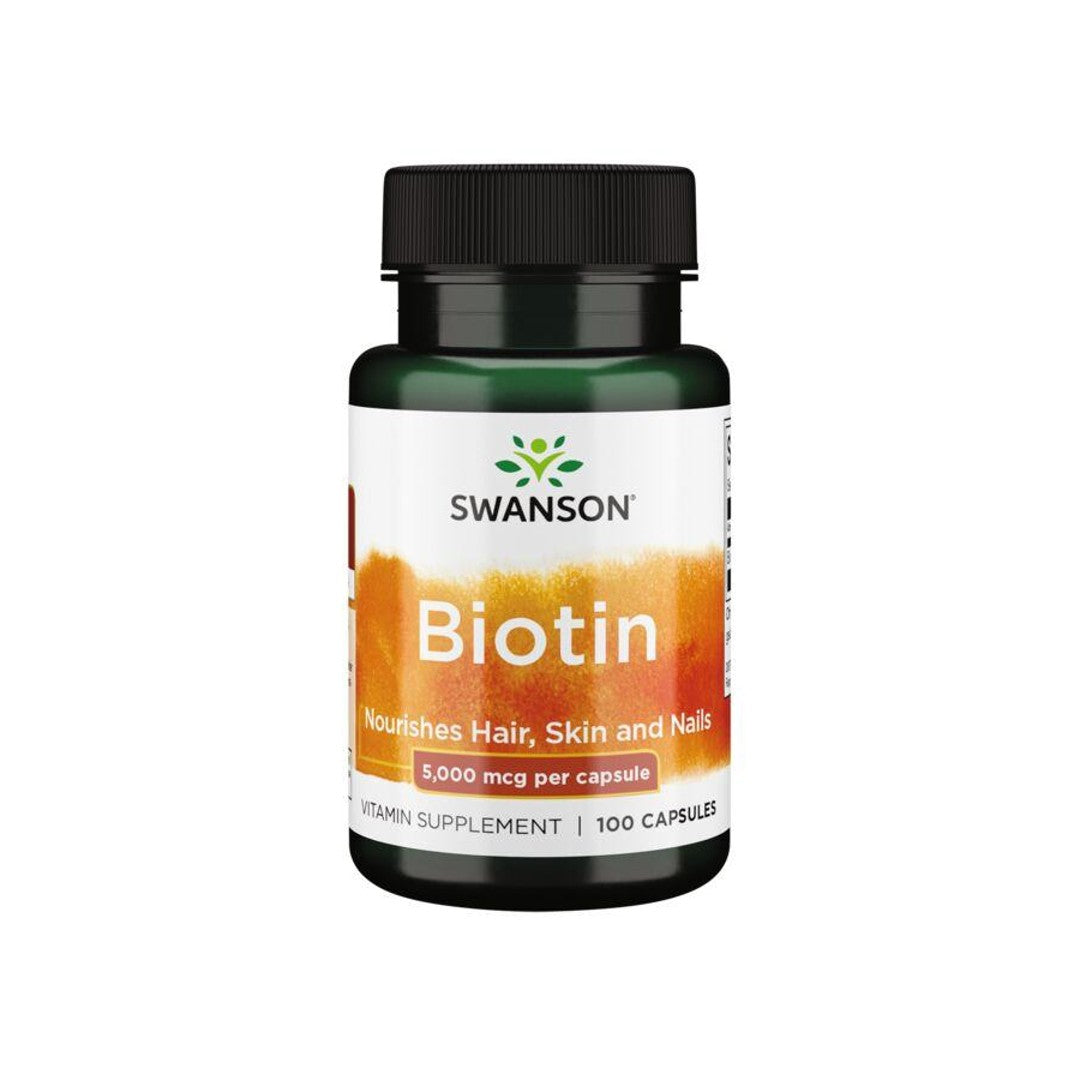 Swanson Biotin - 5 mg 100 Kapseln, ein Nahrungsergänzungsmittel.