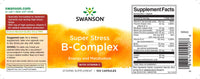 Vorschaubild für Swanson B-Komplex mit Vitamin C - 500 mg 100 Kapseln Etikett.