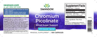 Vorschaubild für Ein Etikett mit Swanson Chromium Picolinate - 200 mcg 100 Kapseln.