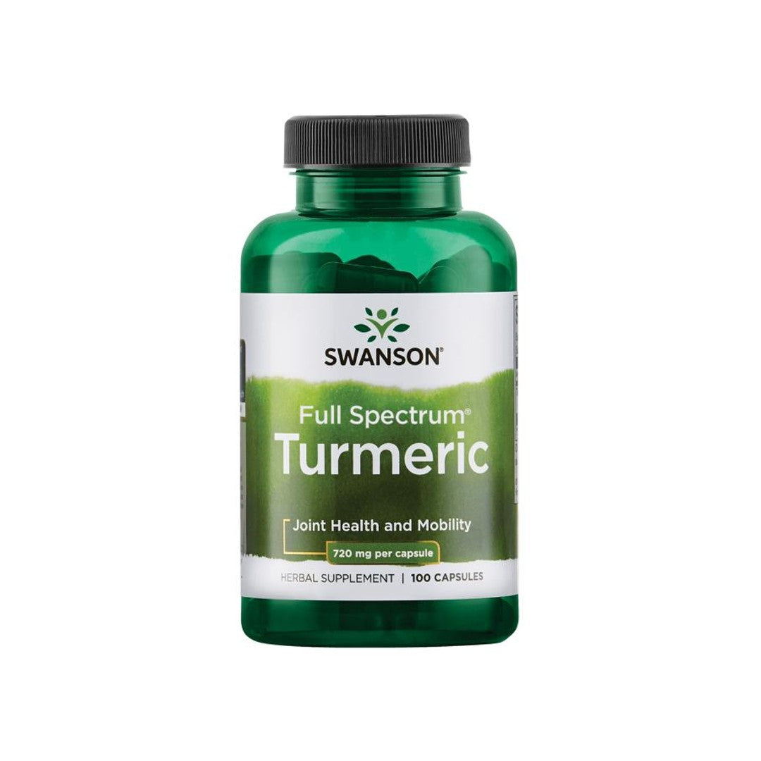 The Swanson Turmeric - 720 mg 100 capsules provides antioxidant support and promotes joint health.