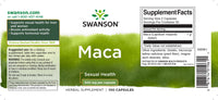 Vorschaubild für Das Etikett für Swanson Maca - 500 mg 100 Kapseln.
