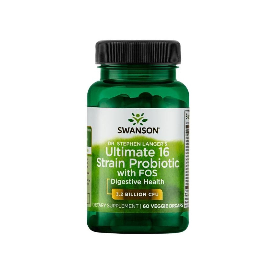 Swanson ultimatives Probiotikum mit 16 Stämmen und FOS - 60 pflanzliche Kapseln.