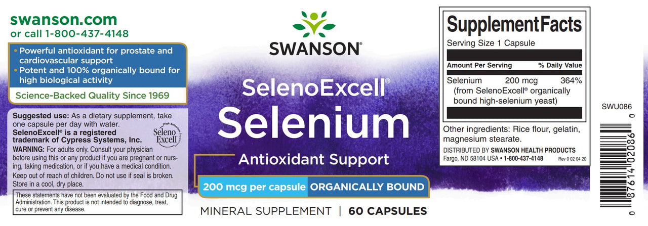 SwansonSelenoExcell ist eine Selenergänzungsflasche für die Herz- und Kreislaufpflege.