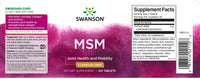 Vorschaubild für Eine Flasche Swanson MSM - 1.500 mg 120 Tabs mit einem lila Etikett, das für seine gelenkschonenden und entzündungshemmenden Eigenschaften bekannt ist.