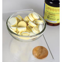 Vorschaubild für Eine Schale Swanson Melatonin - 3 mg 60 Tabs Dual-Release neben einem Penny.