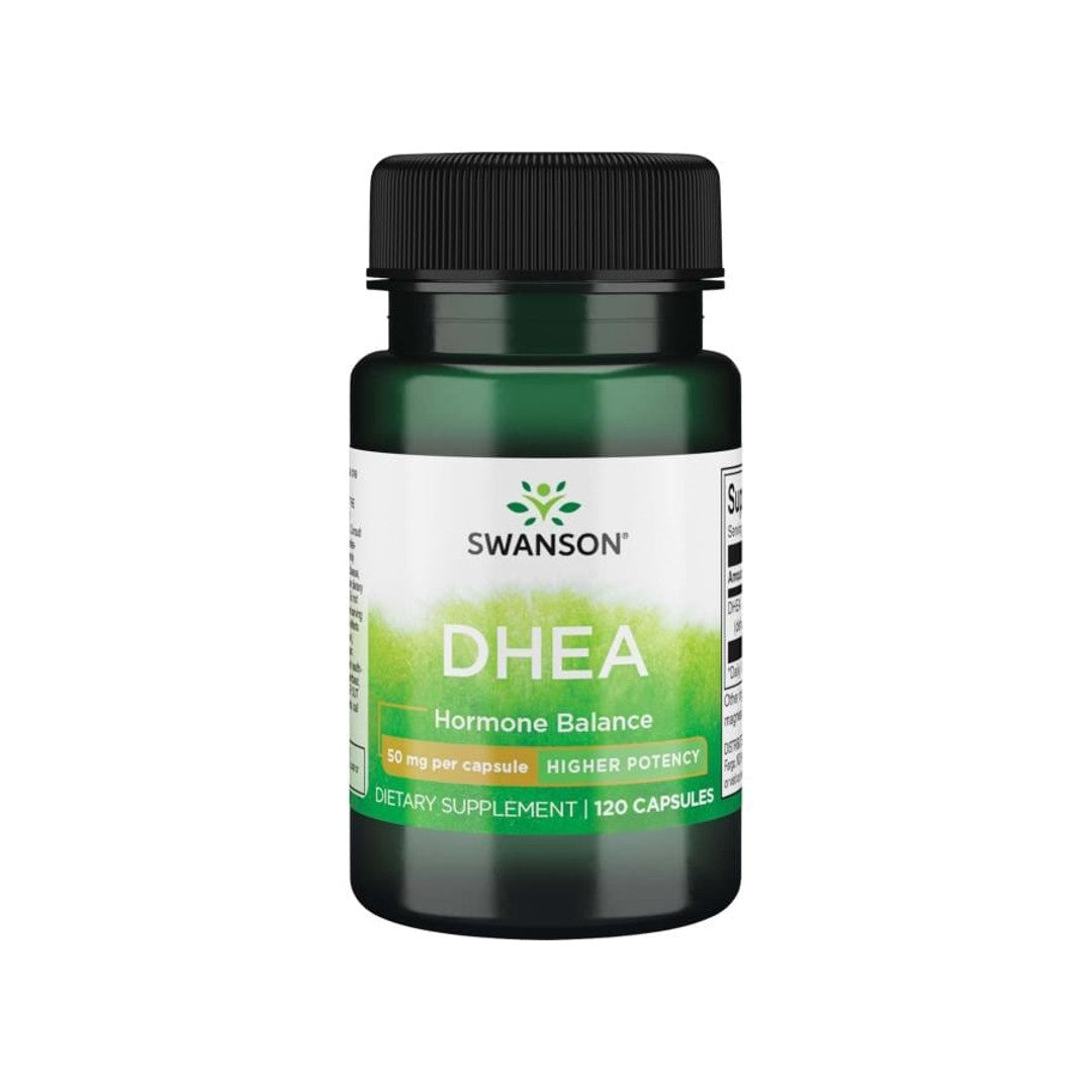 Eine Flasche Swanson DHEA - 50 mg 120 Kapseln.