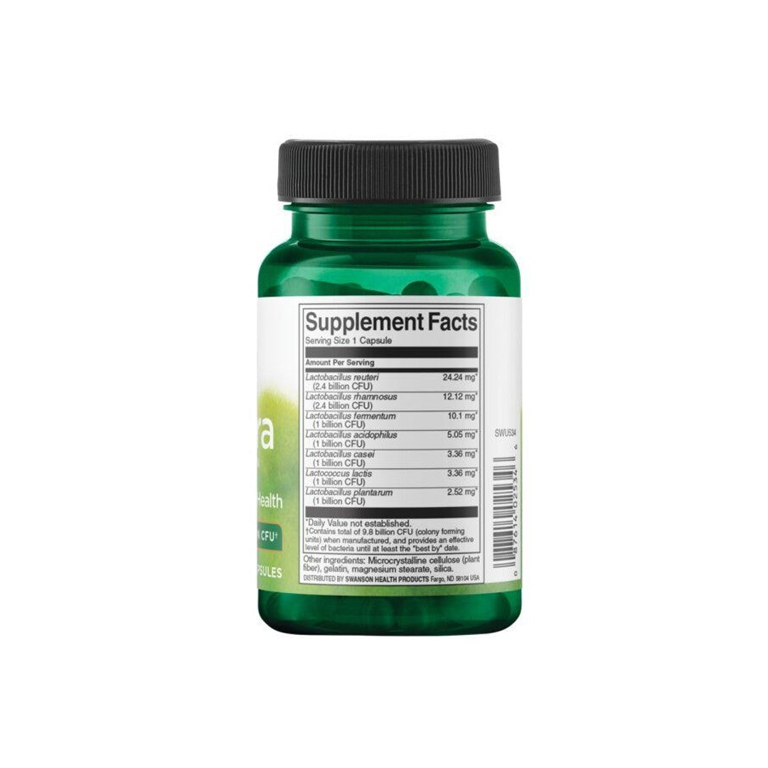 Eine Flasche FemFlora Probiotic for Women - 60 Kapseln von Swanson auf einem weißen Hintergrund.