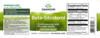 Vorschaubild für Swanson Beta-Sitosterol - 320 mg 30 pflanzliche Kapseln Nahrungsergänzungsmittel Etikett.