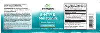 Thumbnail for Product label for Swanson Sleep Support dietary supplement featuring 5-HTP and melatonin, including serving size and ingredient information for 5-HTP 50 mg & Melatonin 3 mg 30 Capsules by Swanson.