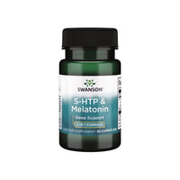 Thumbnail for Bottle of Swanson 5-HTP 50 mg & Melatonin 3 mg dietary supplement for sleep support, containing 30 capsules.