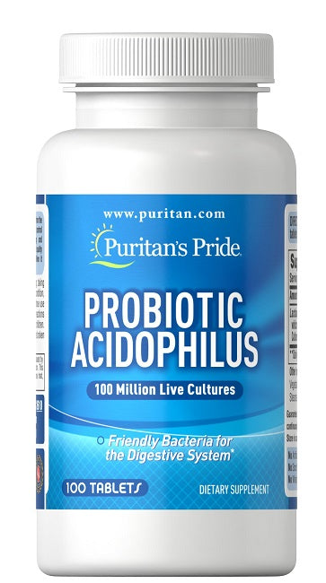 Puritan's Pride Probiotic Acidophilus 100 Tabletten unterstützt das Verdauungs- und Immunsystem.