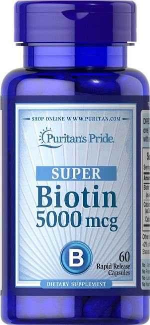 Puritan's Pride Biotin 5000 mcg 60 Kapseln ist ein Nahrungsergänzungsmittel.