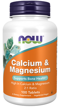Vorschaubild für Now Foods Calcium & Magnesium 100 Tabletten zur Nahrungsergänzung.
