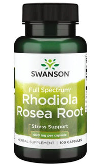 Vorschaubild für Swanson Rhodiola Rosea Root 400 mg 100 Kapseln, ein adaptogenes Kraut, das für den Abbau von Stress bekannt ist.