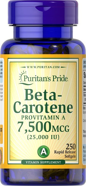 Puritan's Pride Beta-Carotin - 25000 IU 250 Softgel Vitamin A Nahrungsergänzungsmittel.