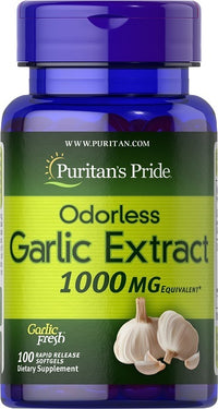 Vorschaubild für Puritan's Pride Knoblauch Geruchlos 1000 mg 100 Rapid Release Softgels.