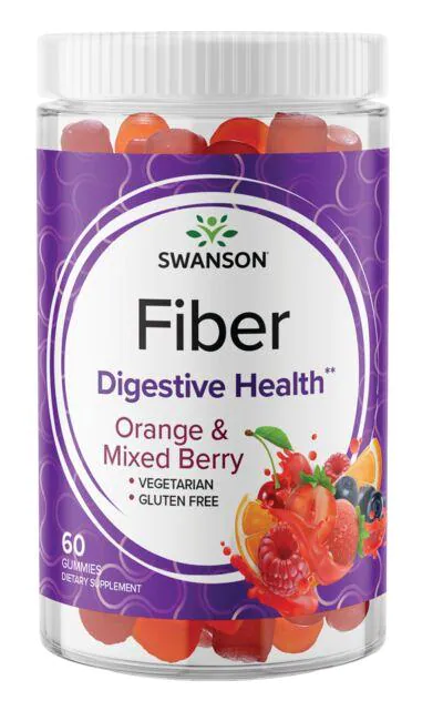 Swanson Fiber 5000 mg 60 gummis Orange & Mixed Berry.